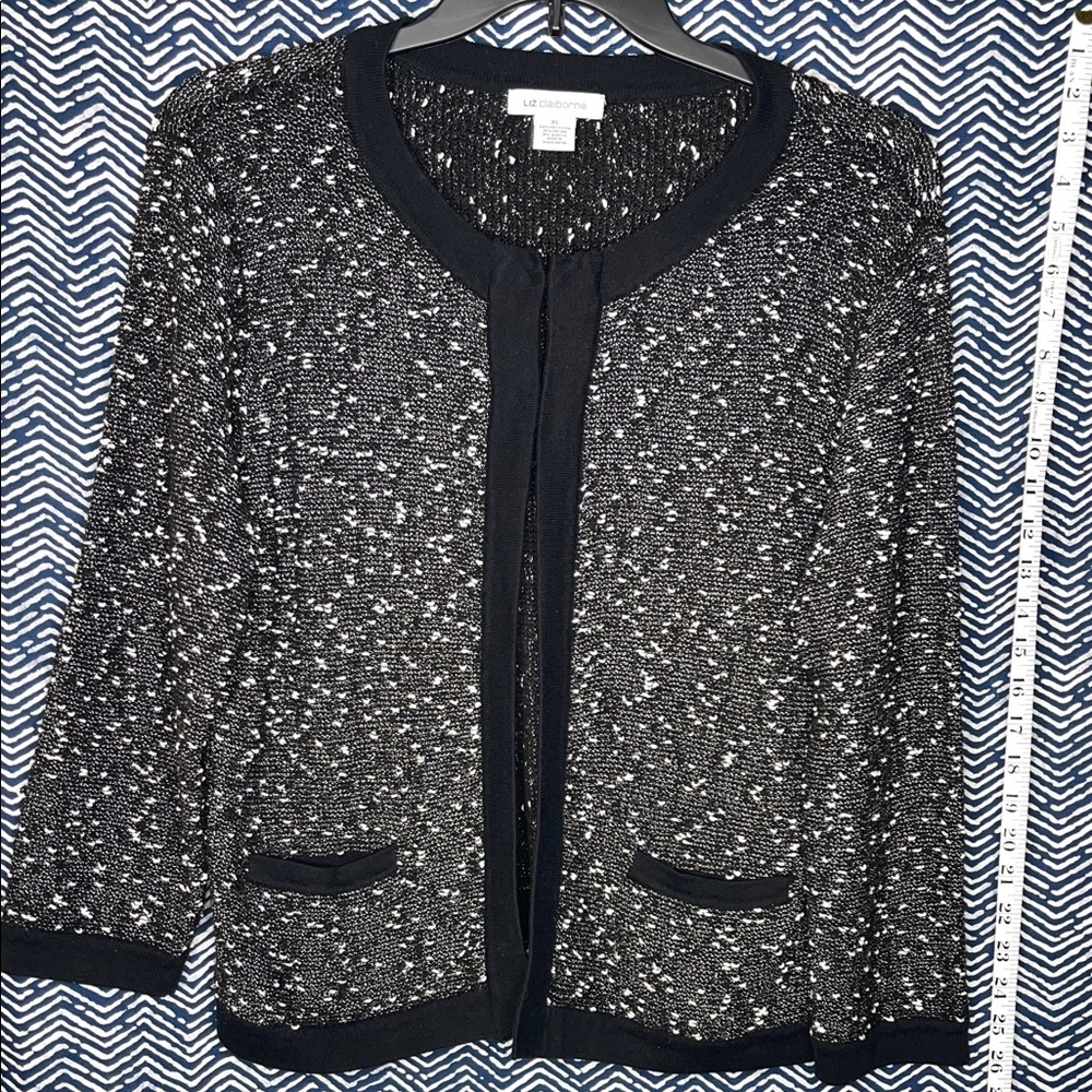 Liz Claiborne Monochrome Textured Cardigan